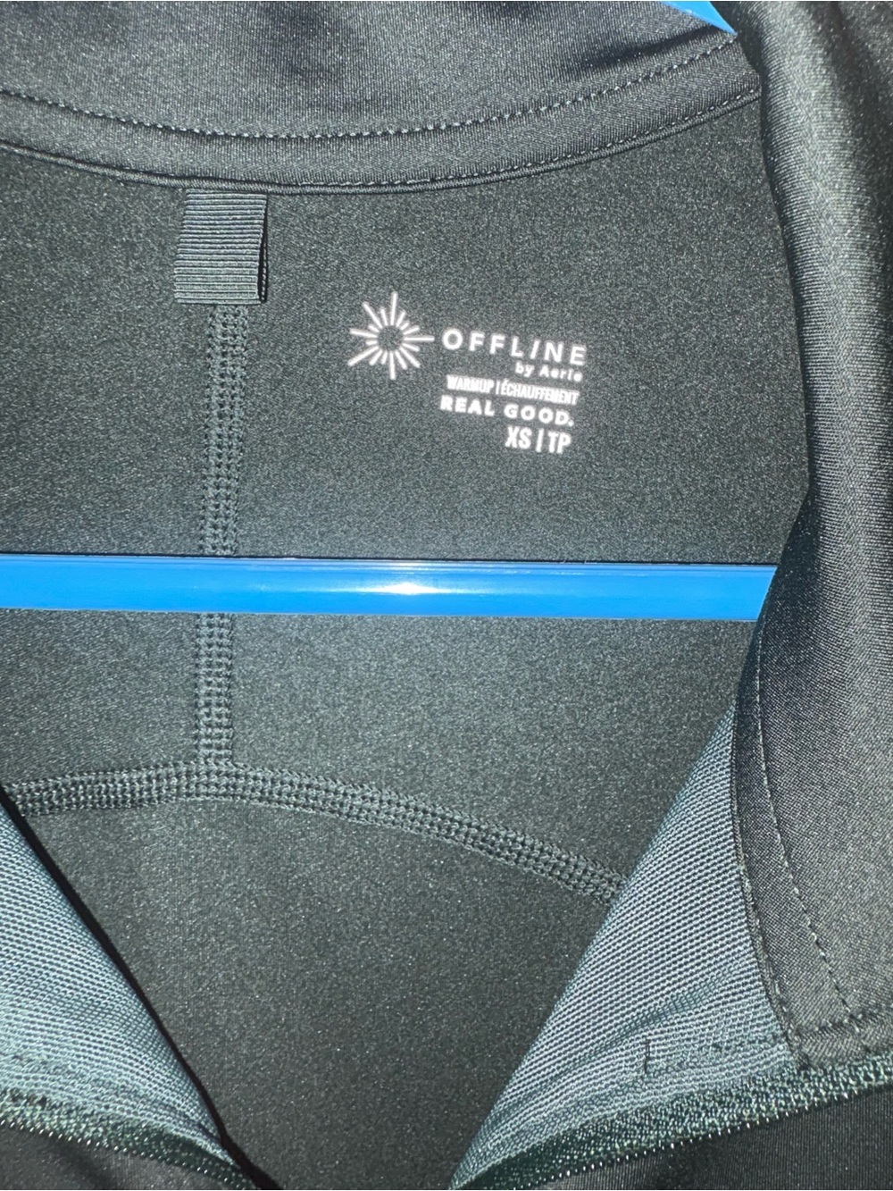 aerie offline Dark Green fleece lined Quarter-Zip - Picture 3 of 8